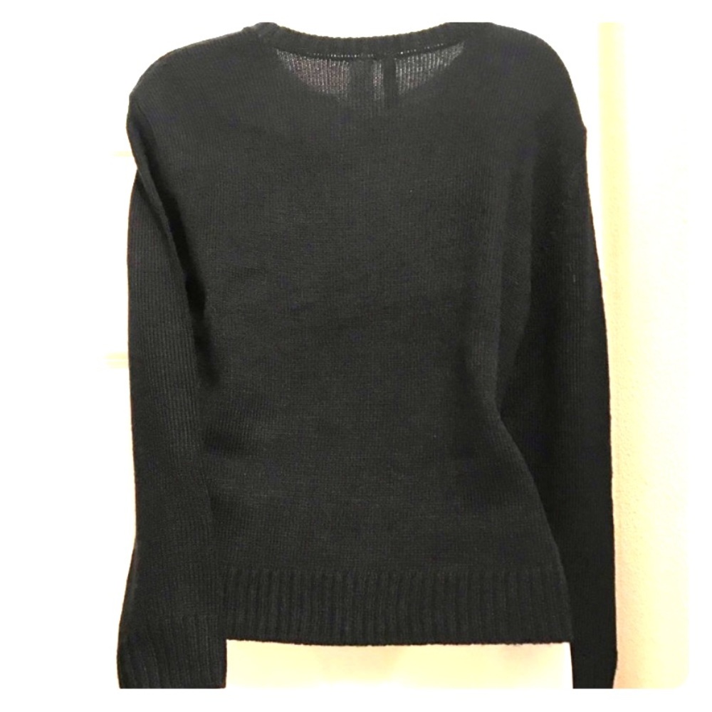 H&M Divided Flip Sequin Eyes Fuzzy Sweater Black Red Silver XS Cozy Winter Comfy - Picture 3 of 8